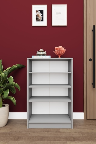 Asra Trend 4 Katlı Açık Raflı Ayakkabılık A-31 %100 MDF Modern Bot Uyumlu Düzenleyici Kül Gri