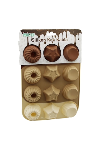 Silikon Muffin Kek Kalıbı Desenli Çok Renkli