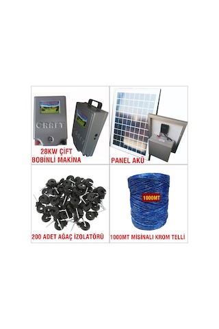 Çift Bobinli 28Kw Elektrikli Çit Seti 10 Dönüm İçin Finike Telli