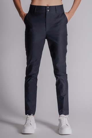 Braccas Kadın Yandan Cepli Pamuklu Chino Yüksek Bel Slim Fit Pantolon Lacivert Lacivert