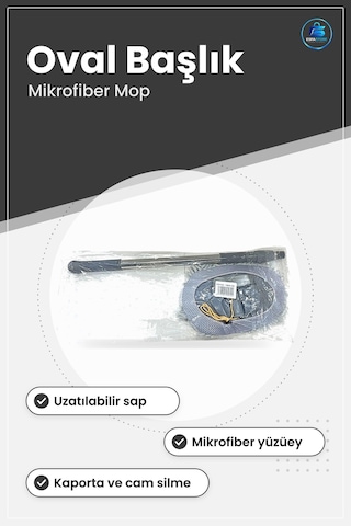 Oto Yıkama Mopu Saplı Oval Başlık Teleskopik Araç Temizlik İçi Dı