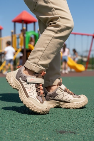 Marcokids Bej Cırtlı Kaymaz Hafif Esnek Erkek Çocuk Spor Ayakkabı 22676 F Bej