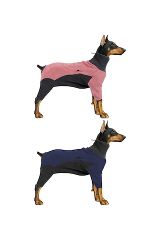 Geeksen Kışlık Köpek Kazakları, Islaklı Fleece, Yüksek Yaka Dört Ayaklı, Ayarlanabilir Kordeli, Mavi Gri Desen, Xxs Ya002f031