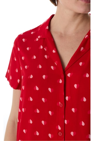 Penti Kırmızı Tiny Hearts Gömlek Pantolon Pijama Takımı Rd11