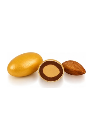 Ovalette Altın Renkli Sütlü Çikolatalı Badem Draje 1 Kg