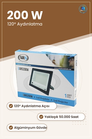 Led Projektör 200w Geniş Alan Aydınlatma Armatürü Dış Mekan Bah