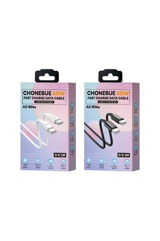 60w Örgülü Hızlı Şarj Ve Data Kablosu Beyaz Az-06ab 60w Type-c To Type-c Beyaz