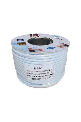 E-sat Rg6 U6 100 Mt 96 Tel Trıshıld Çift Folyolu Anten Kablosu