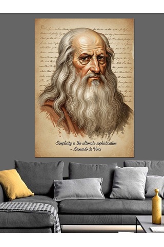 Leonardo Da Vinci Ve "sadelik En Üst Düzey Karmaşıklıktır"sözü Dekoratif Kanvas - Mdf Ahşap Tablo