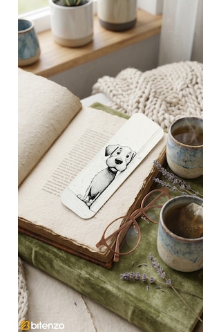Sevimli Köpek Figürlü Kabartma Dokulu Kitap Ayracı - Minimalist Beyaz Kitap Aksesuarı