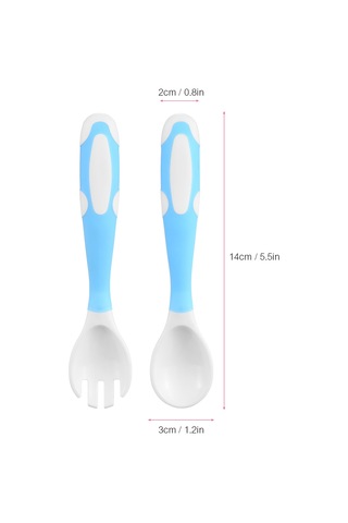Moveevo Bebek Yeme Egzersizi Kaşığı Çatal Seti, Pp+tpe Malzeme, Saklama Kutulu, Mavi Xls08 Çok Renkli
