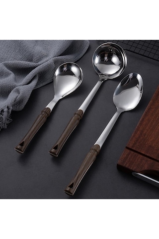 Hanyang 201 Paslanmaz Çelik Tencere Spatula Mutfak Eşyaları Spatula Çorba Kepçesi Huni Tencere Seti Altı Takım 29cmx7.7cm