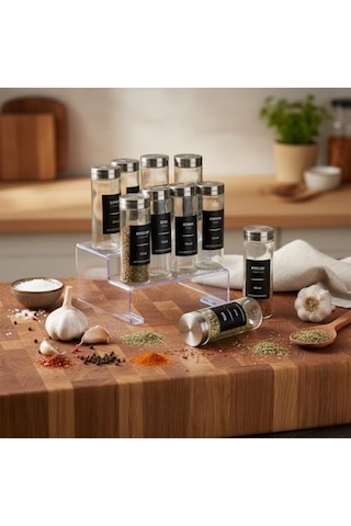 12 Li Metal Kapaklı Cam Baharatlık Seti, 80ml, 110ml Ve 170ml Boyut Seçenekli, Etiket Hediyeli Silindir Baharat Takımı, Modern Mutfak Düzenleyici Kavanoz Seti 170ml- 12 Adet Diğer