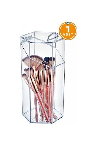 Altıgen Kapaklı Fırçalık - Makyaj Organizeri