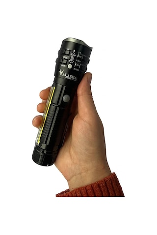 P27 Şarjlı Led Metal El Feneri 1000 Lümen Çakarlı 5332 Çok Renkli