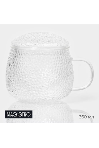 Magistro Sara Cam Çay Kupası 360 Ml, Kapak Ve Süzgeç İle 219565216 Beyaz
