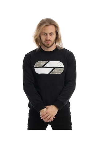 Erkek Polo State Baskılı Bisiklet Yaka Sweat Siyah