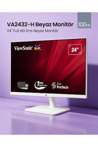 ViewSonic VA2432-H-W-2 24'' 1 ms 100 Hz  Full HD Beyaz Monitör