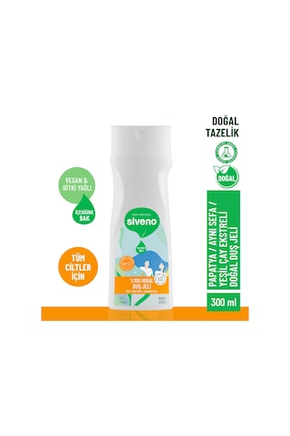 Siveno %100 Doğal Duş Jeli Sebum Dengeleyici Aynısefa Papatya Yeşilçay Vegan 300 ML