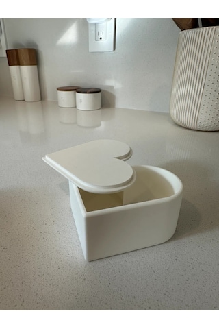 3d Baskı Şeklinde Kapaklı Saklama Kutusu Yuvarlak Hatlı Mini Hediye Kutusu Beyaz