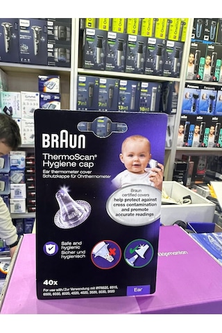 Braun Thermoscan Hijyenik Kapak, Kulak Termometresi İçin, Orijinal Yedek Prob Ucu, 40 Adet