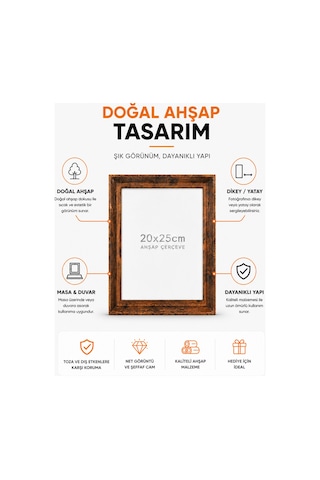 20x25 Cm Ahşap Resim Çerçevesi Fotoğraf, Poster Ve Sertifika Çerçevesi Dikey & Yatay Kullanım