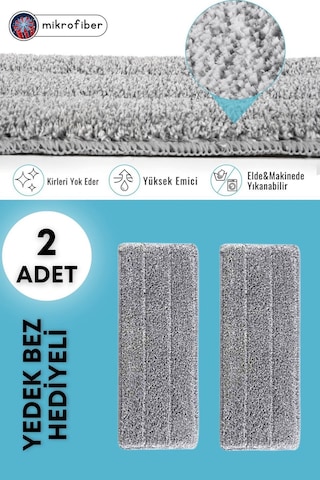 Grimorlife Style Flat Mop Temizlik Kova Paspas Seti Siyah Renk 9 Litre+ 2 Adet Yedek Mop Bezi