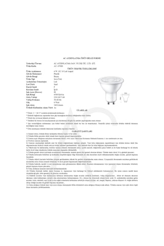 6w Gu10 Led Ampul Beyaz Işık