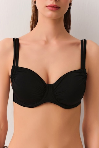 Suwen Balenli Körüklü Toparlayıcı Bikini Üst Sbn25940012 Siyah