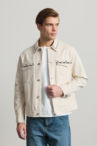 Danger Erkek Nakışlı Denim Ceket Bej