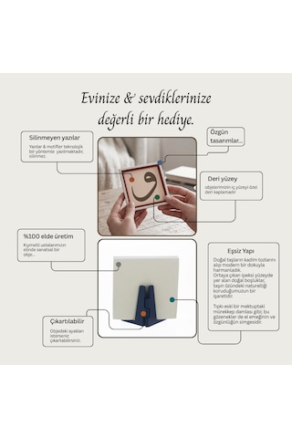 Fe İnne Me'al Usri Yusra Yazılı Dekoratif Masaüstü Objesi Sevdikleriniz İçin Modern Ve Zarif Bir Hediye 10x10 Cm, Gök Mavi