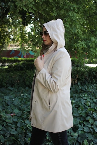 1616 Fermuarlı Cep Detaylı Kapuşonlu Bondit Ceket Açık Kapiçino Cappuccino