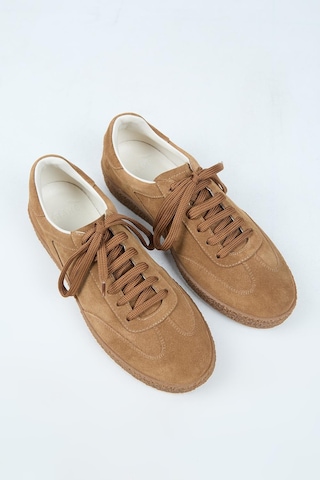 Krahe Palminteri Erkek Hakiki Deri Bağcıklı Kum Sneakers