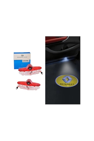 Renault Kapı Altı Led Aydınlatma 3 Boyutlu Logo Lazer Işık Araca Özel Geçmeli 2li Set GLZ00406198