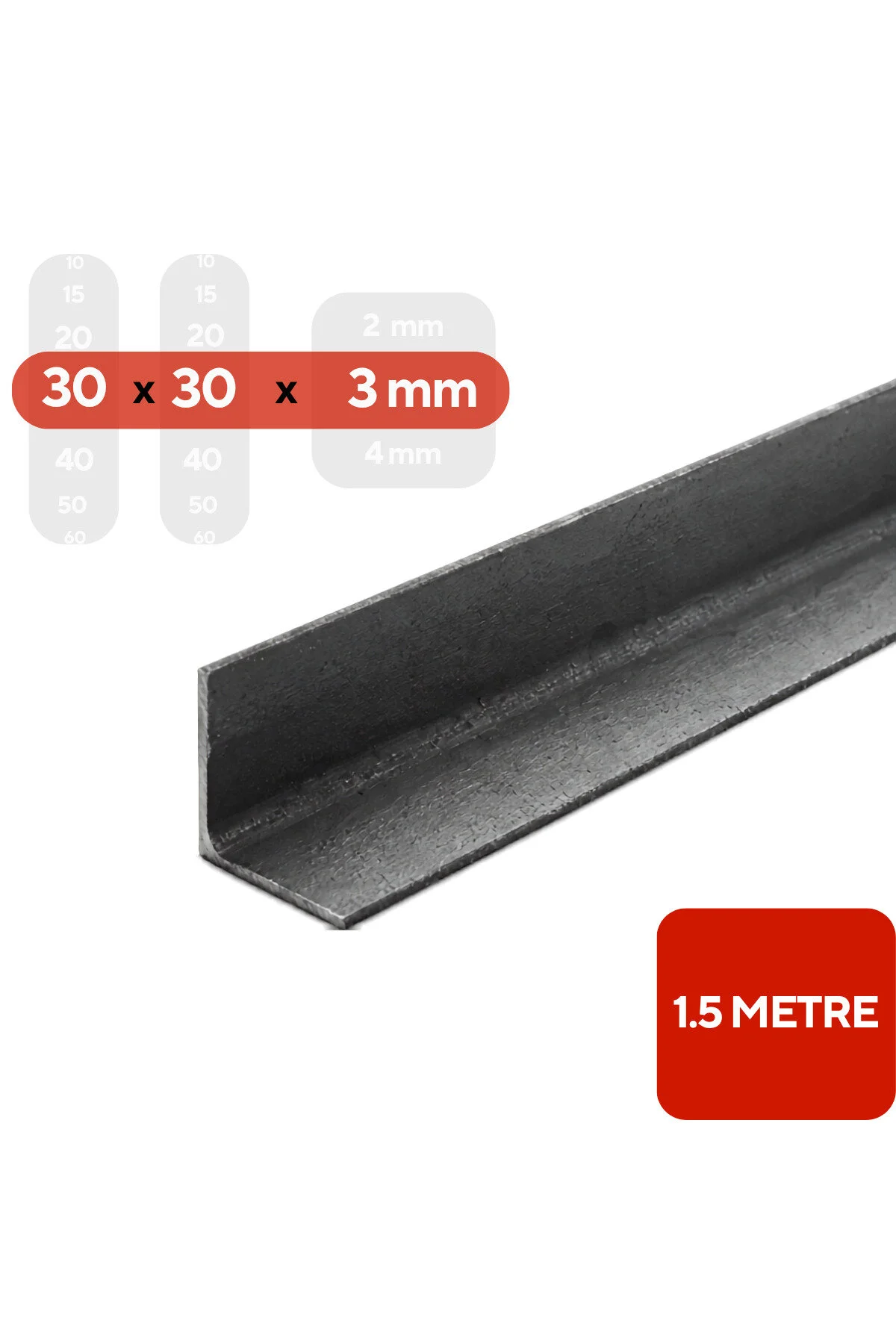30x30x3 Mm Köşebent Demir 1,5 Metre L Profil Çelik Dayanıklı Köşe Demiri Metal