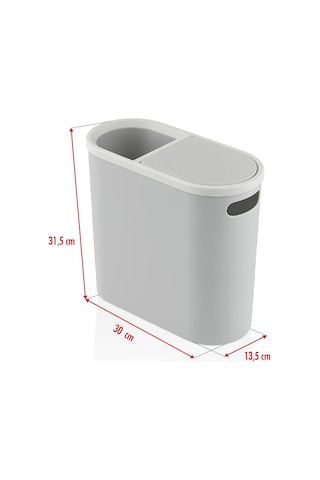 Gri Kapaklı Wc Kağıtlıklı Çöp Kovası & Ofis Çöp Kovası 10 Lt Beyaz