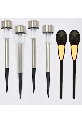 6 Adet Güneş Enerjili Aydınlatma Solar Ledli Ve Solar Alevli Bahçe Aydınlatması