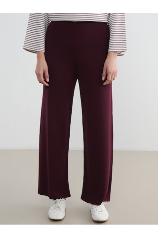 Lcw Modest Bordo Beli Lastikli Geniş Paça Kadın Triko Pantolon