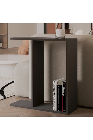 Lotus Modern Yan Sehpa Kitaplıklı Ve Dekoratif Tasarım Antrasit