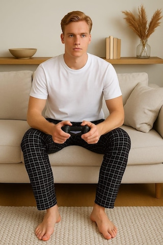 Erkek Desenli Cepli % 100 Pamuk Tek Alt Siyah Siyah