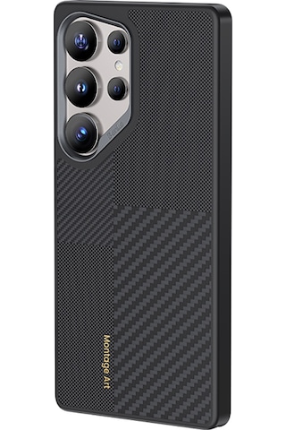 Galaxy Uyumlu S25 Ultra Kılıf Magsafe Şarj Özellik Karbon Fiber Benks Montage Hybrid Armorpro Kevlar Siyah Siyah