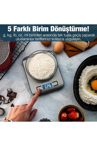 Lexroo Dijital Mutfak Terazisi - 5 Kg Tartı Kapasitesi Çok Renkli
