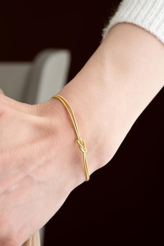 Nereze 925 Ayar Gümüş Gold Kaplama Düğüm Model Bileklik