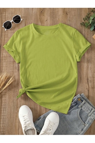 Kadın Lime Yeşili Oversize T-shirt Limee