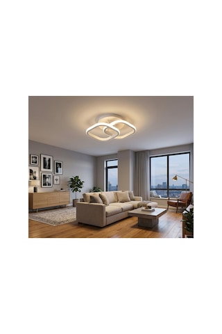 3 Renkli Kare Hol,antre,yatak Odası,çocuk Odası Için Beyaz Kasa Modern Led Avize