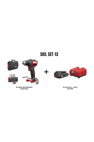 Skil Set-13 Skil Compact 3065JA Akülü Matkap Vidalama Çantalı + Skil 3136AA 2AH Li + 2.4A Şarj Cihazı Promo