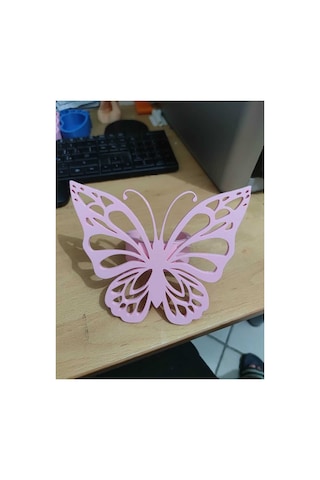 Lüks Dekoratif Kelebekli Perde Bağı - 3d Tasarım Fon Perde Tutucu Kelepçe 2 Adet Pembe