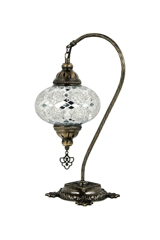 Mozaik Lamba Masaüstü Lamba Gece Lambası Otantik Mozaik Abajur Beyaz