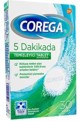 Corega 5 Dakikada Protez Temizleyici Tablet 30'lu x 4 Paket
