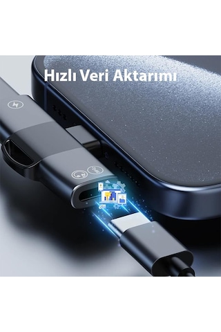 Polham Type C To 2x Type C Girişli Şarj Ve Kulaklık Çoğaltıcı Adaptörü, 30w Şarj Destekli Çoğaltıcı